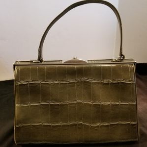Purse, Vintage Town & Country, Green Faux Alligator